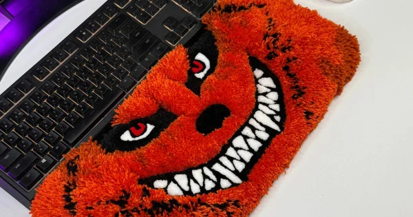 Kurama Nine Tails Shaggy Keyboard Rug – Handmade Naruto Desk Mat | Daft ...