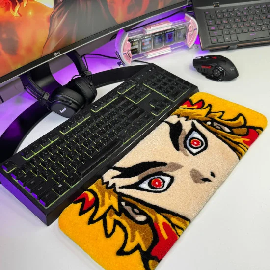 Kyojuro Rengoku Eyes Keyboard Rug – Handmade Demon Slayer Desk Mat ...
