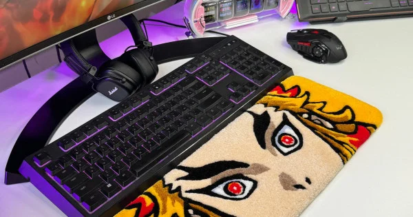 Kyojuro Rengoku Eyes Keyboard Rug – Handmade Demon Slayer Desk Mat ...