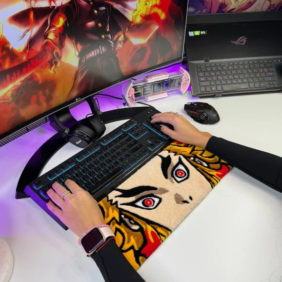 Kyojuro Rengoku Eyes Keyboard Rug – Handmade Demon Slayer Desk Mat ...