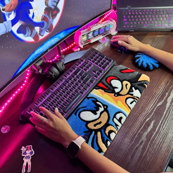 Dual Rivals Keyboard Rug | Daft Pink Art