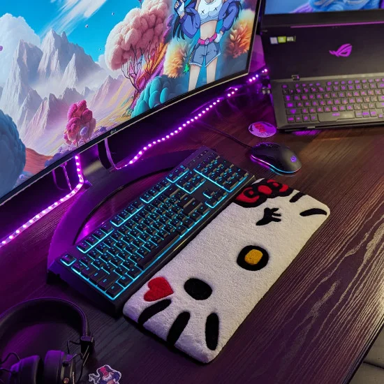Fluffy Keyboard Rug Red Meow
