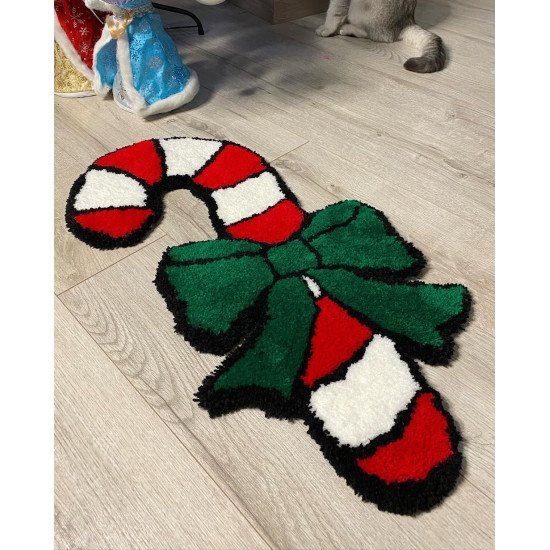 Christmas candy cane handame rug