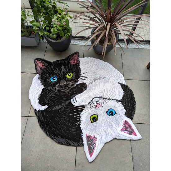 Yin Yang Cats Rug