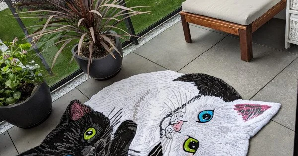 Cute Black Cat Rug by ValentinaDesign