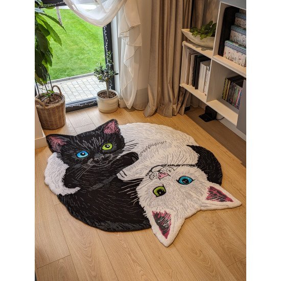 Yin Yang Cats Rug